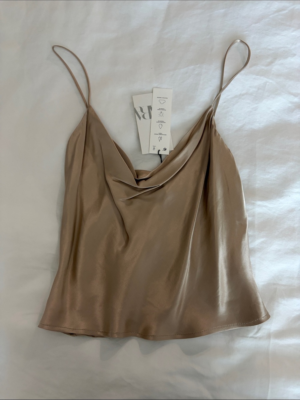 Zara Satin Cowl Neck Camisole - Taupe Brown